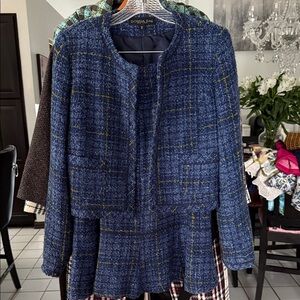 Blue Plaid Women's Blazer and skirt
